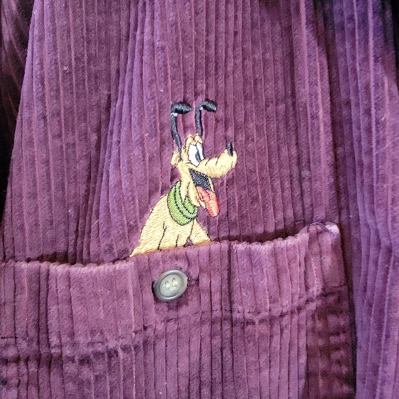 VTG MICKEY Unlimited Burgundy Button-Up Corduroy Shirt Sz L Disneyland Holidays - Picture 4 of 12